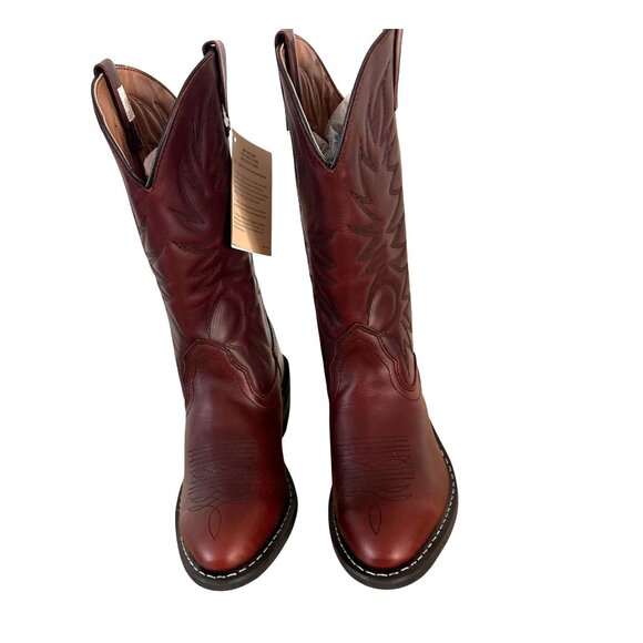 Palomino Size 9.5 Western Boots Mens Leather Cowboy Slip On Boots  Burgundy - Picture 7 of 16